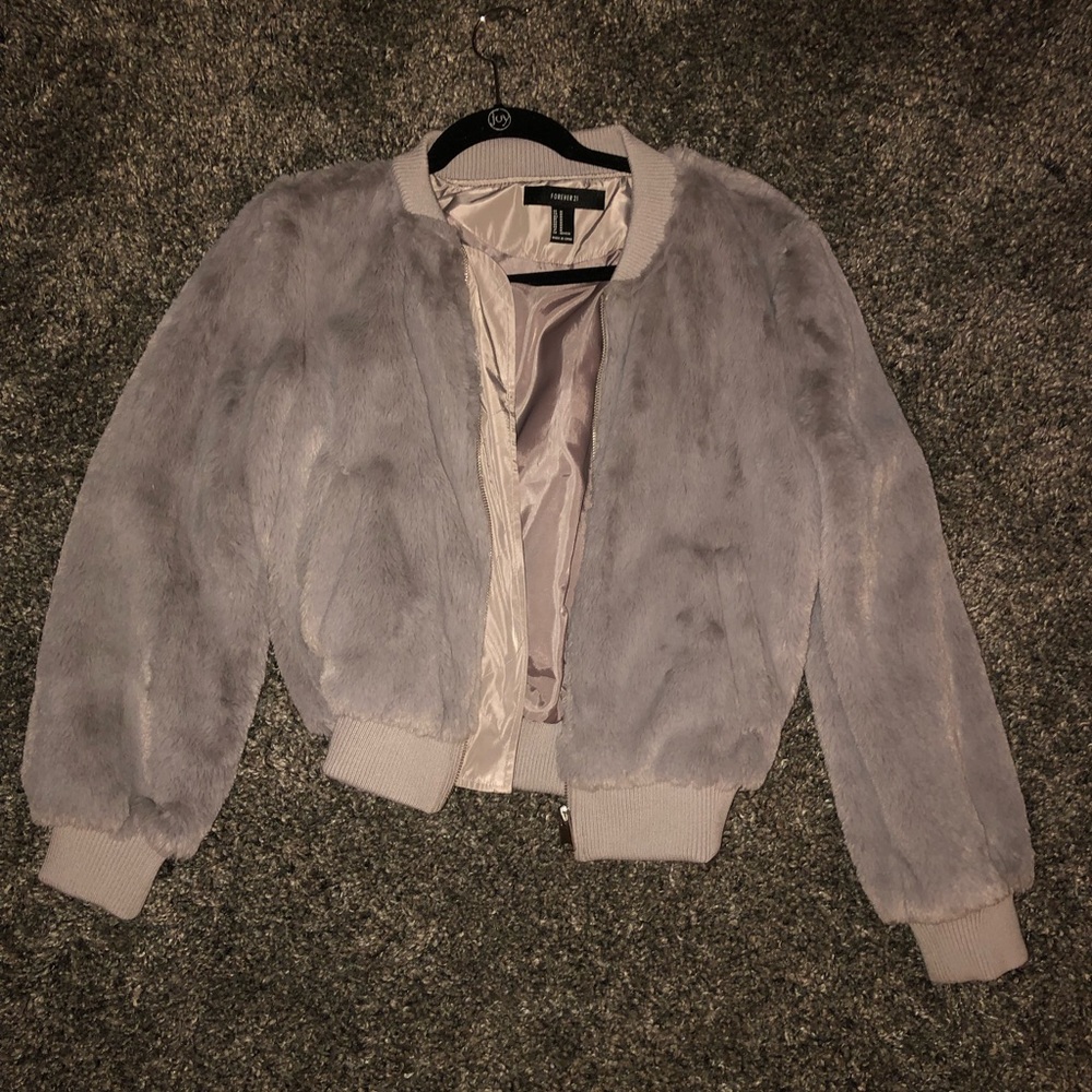 Fuzzy bomber jacket